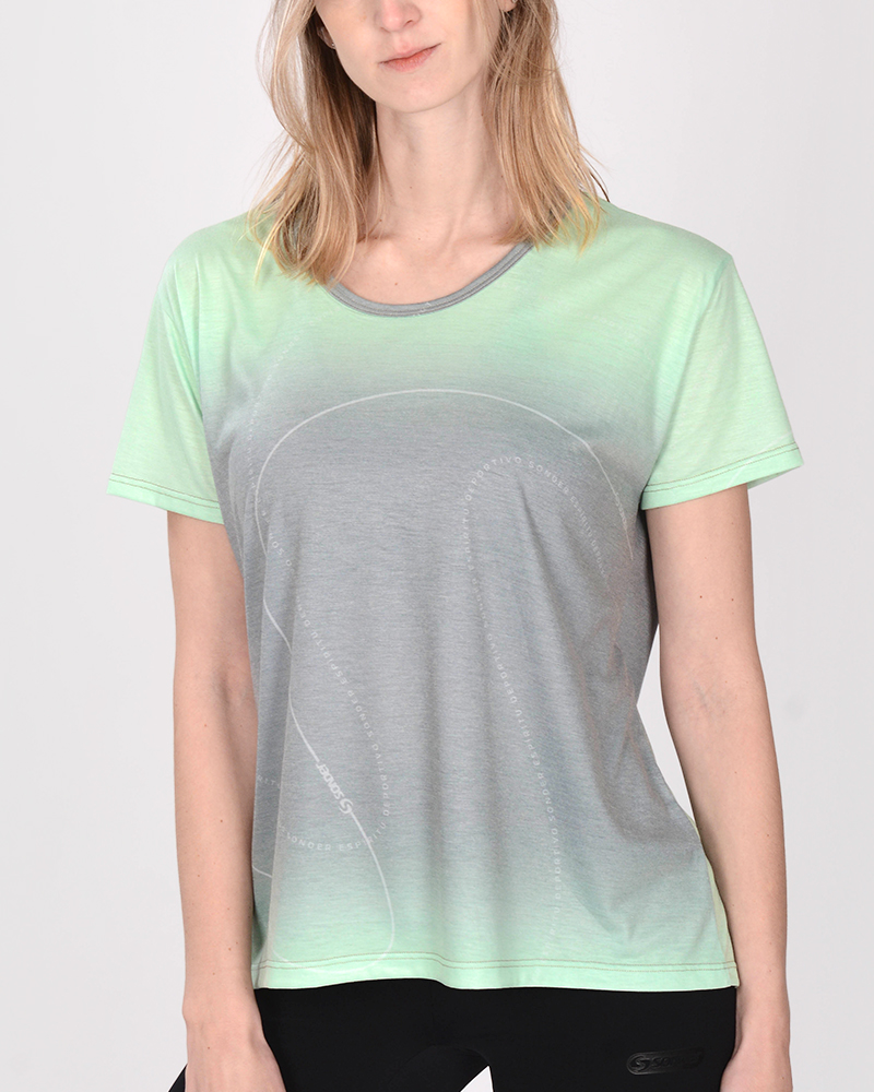 Remera corta y suelta de jersey estampado Degradé Verde