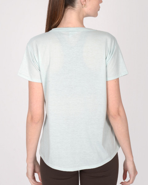 Remera suelta de jersey celeste con estampa