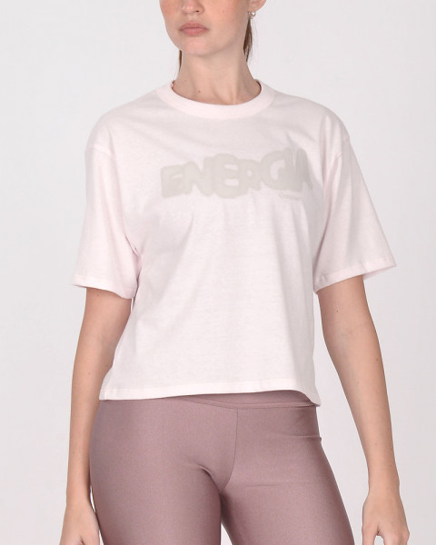 Remera oversize corta rosa con estampa