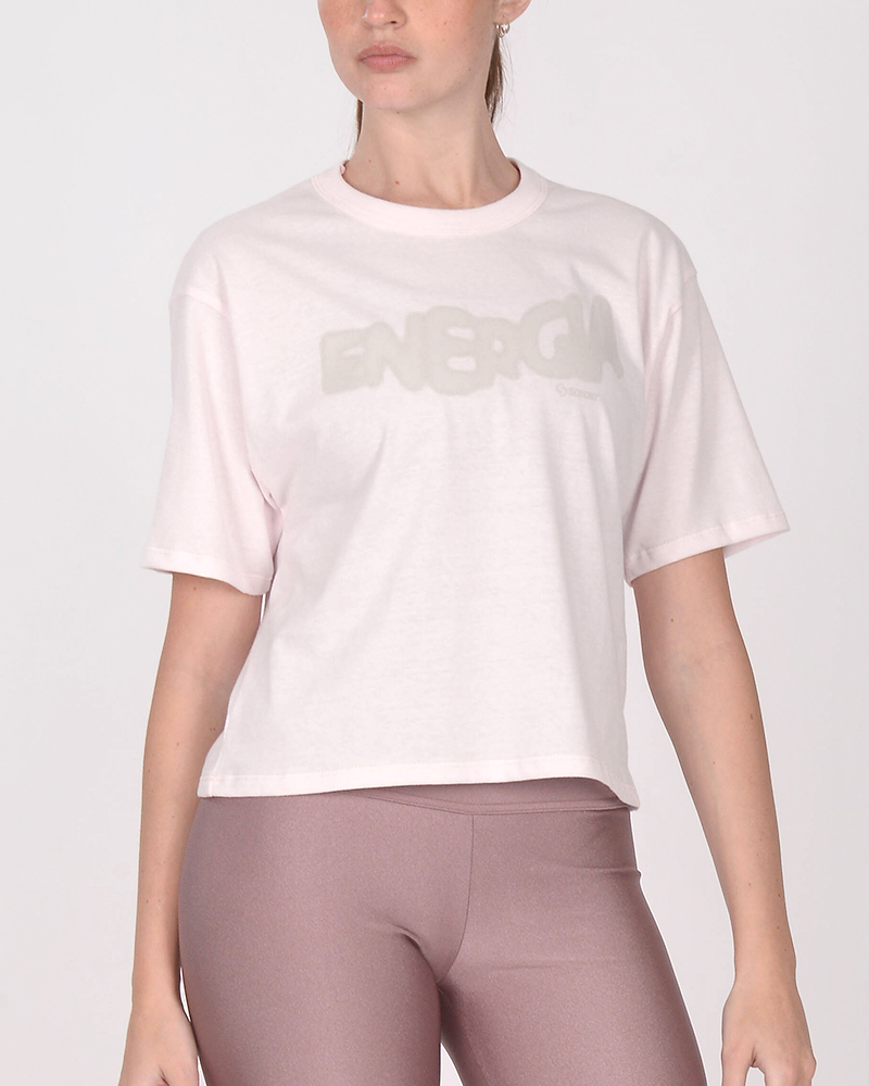 Remera oversize corta rosa con estampa