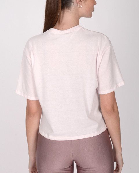 Remera oversize corta rosa con estampa