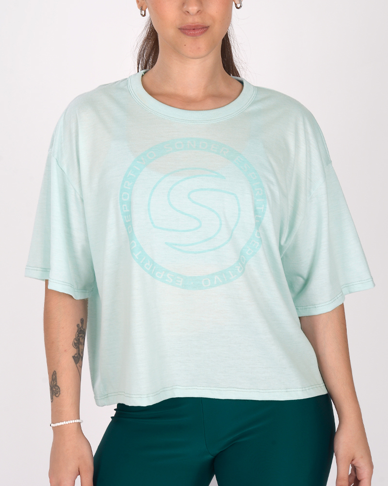 Remera oversize corta de jersey aqualino