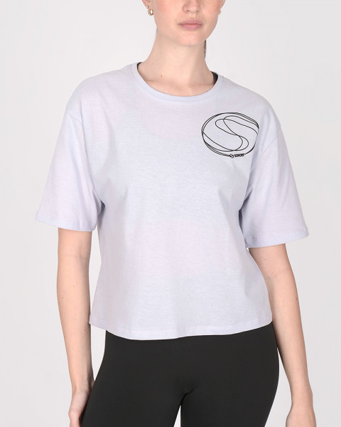 Remera oversize corta de jersey lila