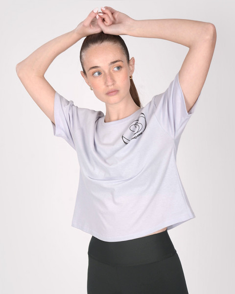 Remera oversize corta de jersey lila