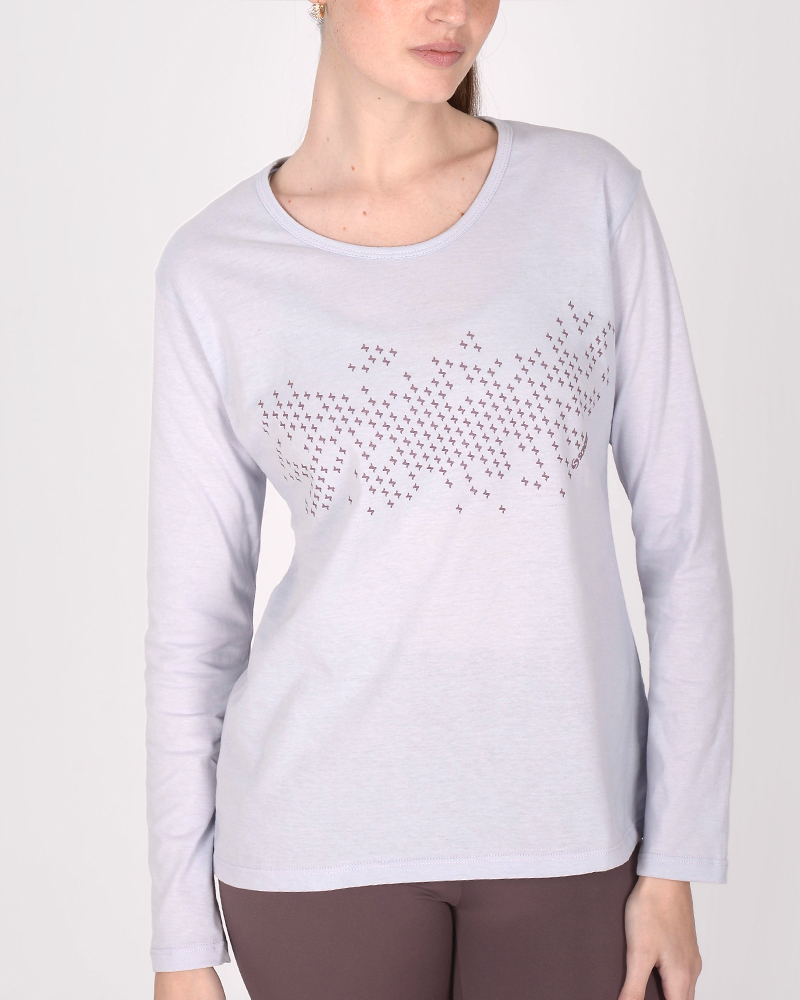 Remera suelta de jersey lila con estampa