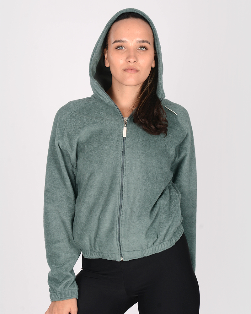 Campera holgada de micropolar verde cemento