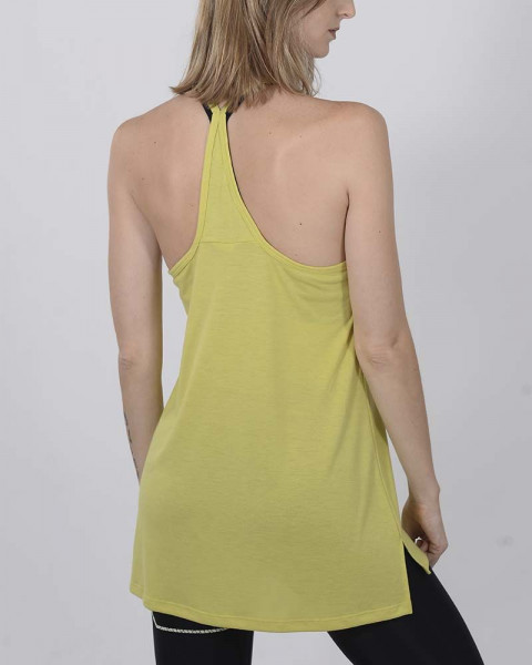 Musculosa con escote alto y espalda triangular de jersey mostaza