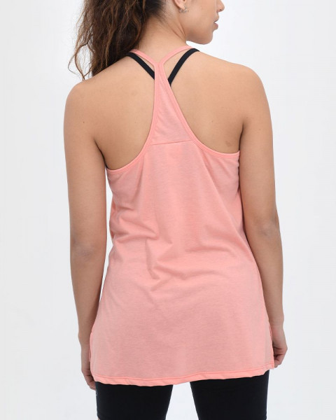 Musculosa larga con escote alto de jersey liviano melón