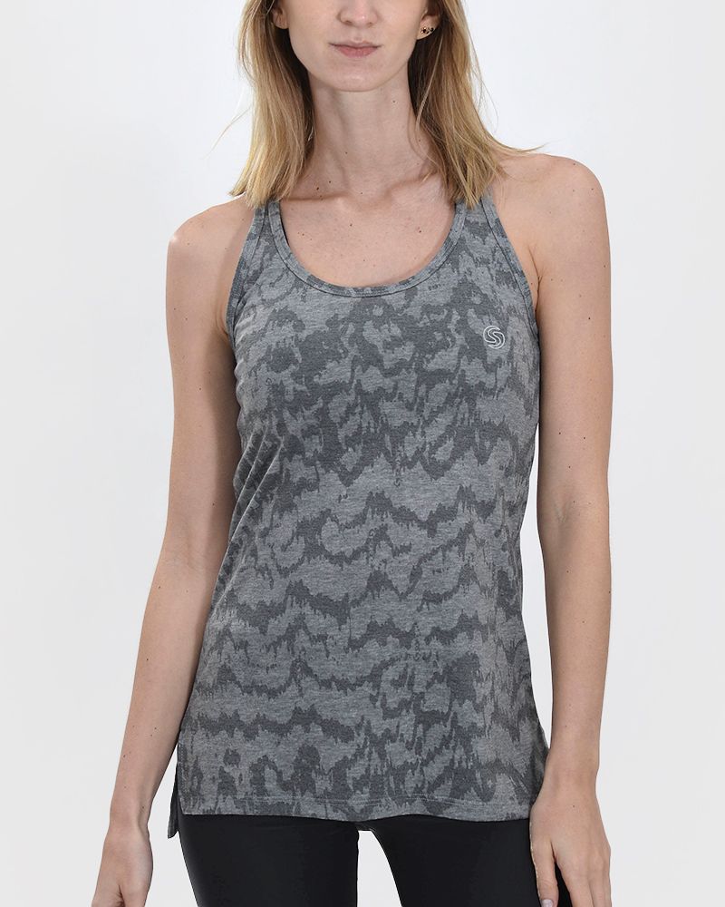 Musculosa larga de jersey estampado sansi melange