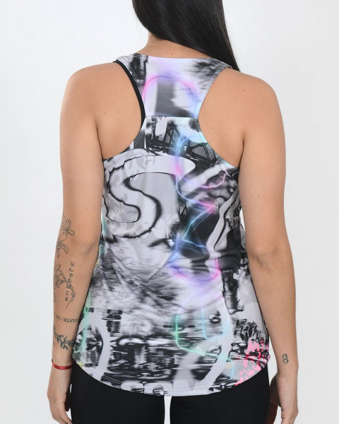 Musculosa competición de poliéster estampado tecno animal