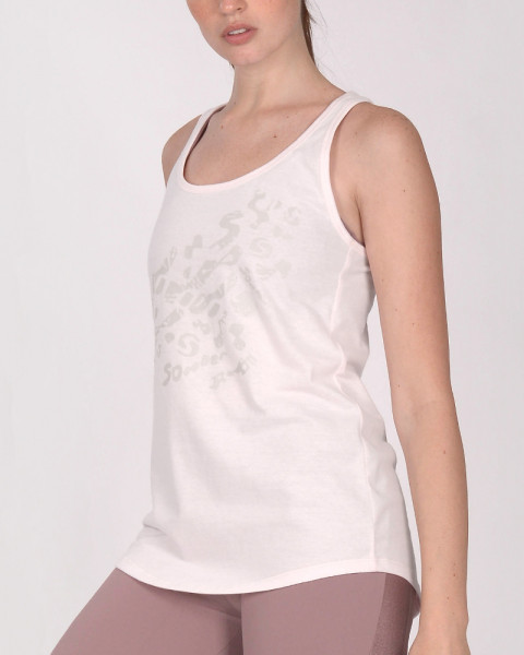 Musculosa de jersey rosa con estampa Huella