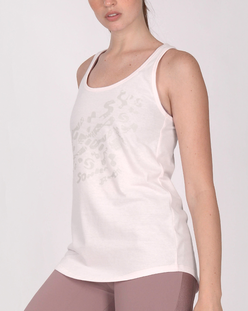 Musculosa de jersey rosa con estampa Huella