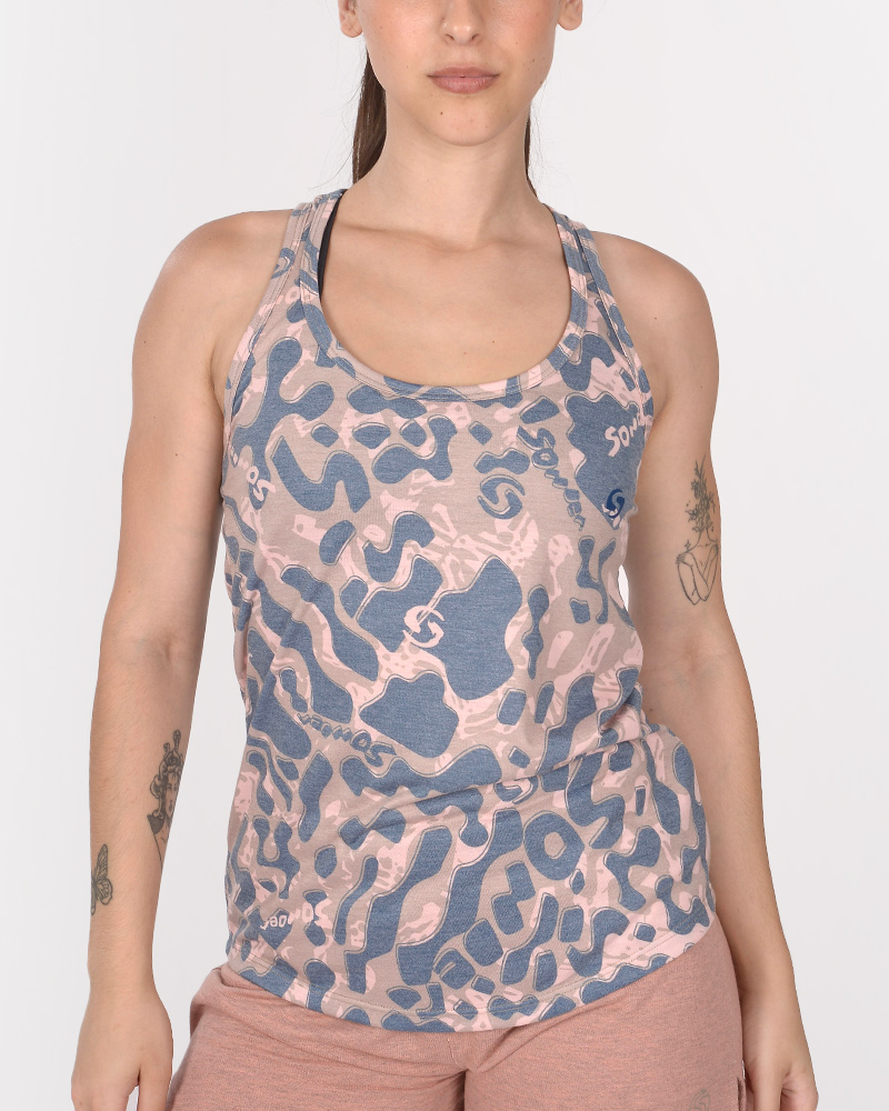 Musculosa de jersey estampado Huella Azul