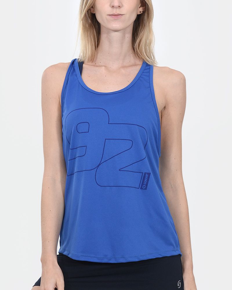 Musculosa de poliéster liviano azul francia