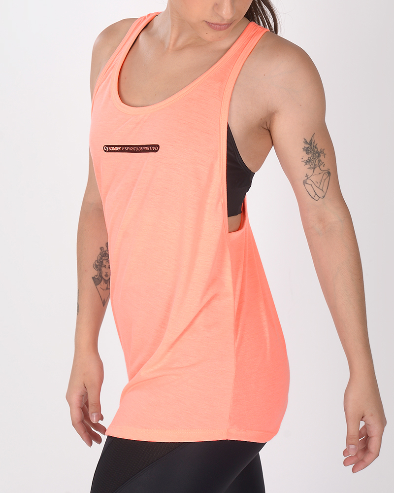Musculosa de jersey coral flúo