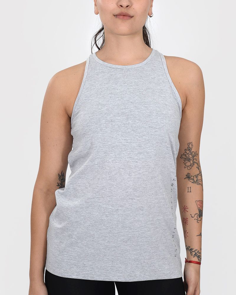 Musculosa con escote americano de jersey gris melange