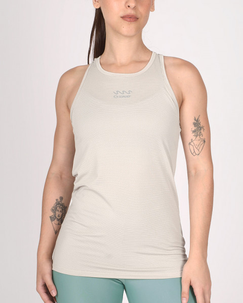 Musculosa cerrada de poliéster tramado Cemento