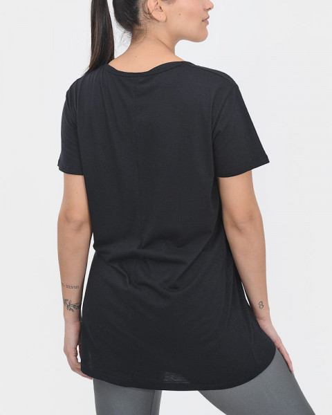 Remerón de jersey negro con estampa brillo