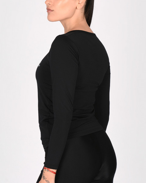 Remera térmica escotada con proceso sense negra
