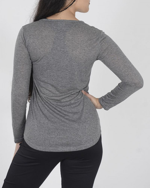 Remera larga de jersey gris  melange