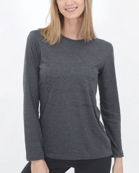 Remera larga de jersey algodón gris oscuro melange