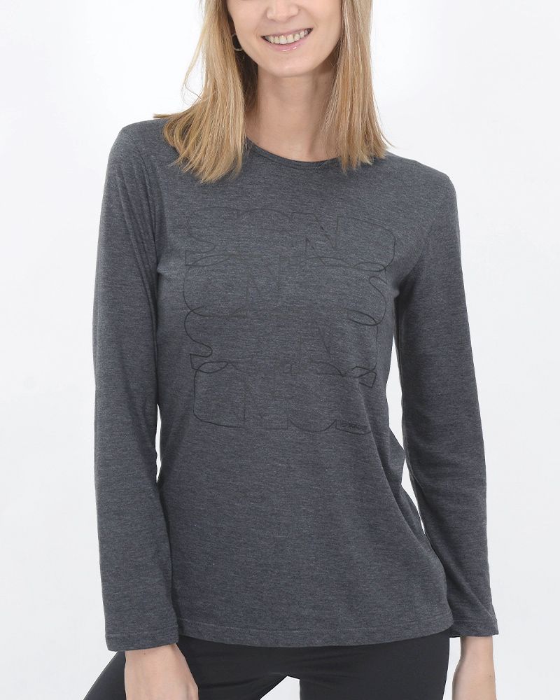 Remera larga de jersey algodón gris oscuro melange
