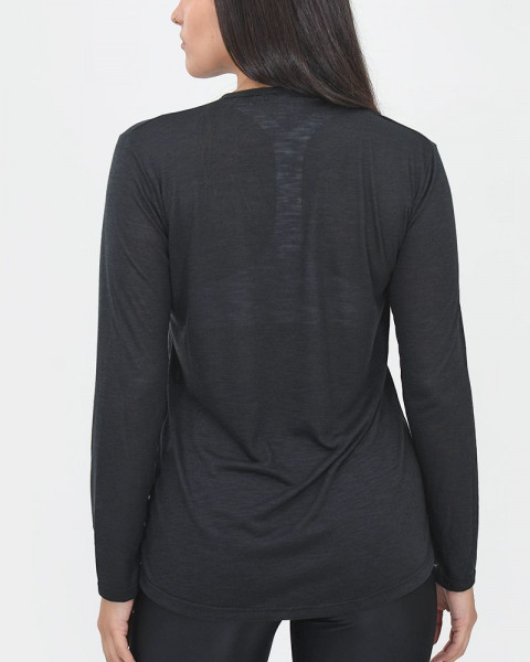 Remera larga de jersey flamé negra con estampa