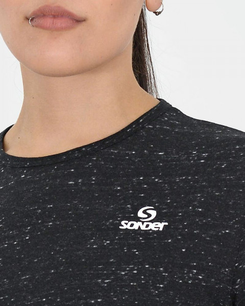 Remera clásica larga de jersey butoné negro