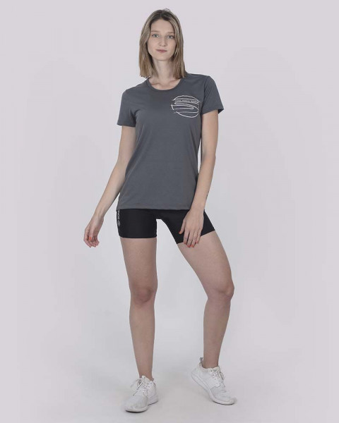 Remera larga de poliéster gris con estampa