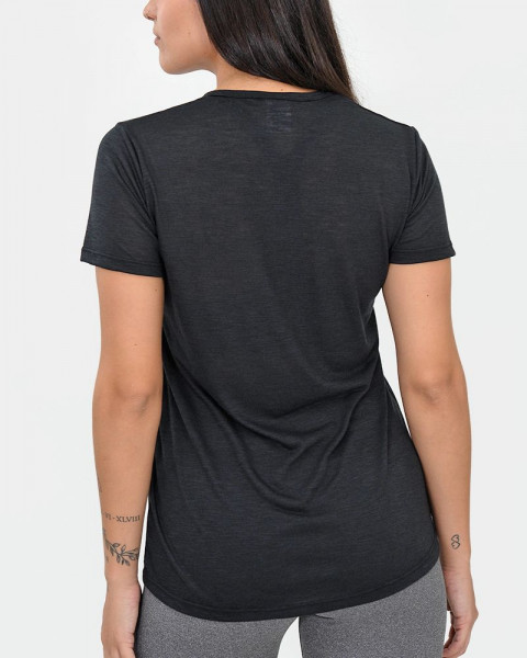 Remera larga de jersey flamé negra con estampa brillo