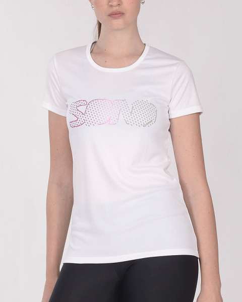 Remera larga de poliéster Neodry blanco con estampa