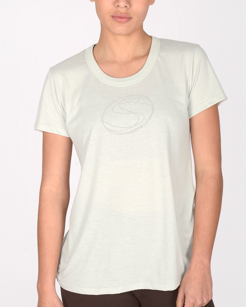 Remera larga de jersey cemento con estampa