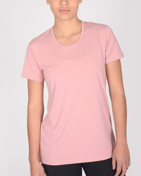 Remera larga de poliéster calado rosa viejo