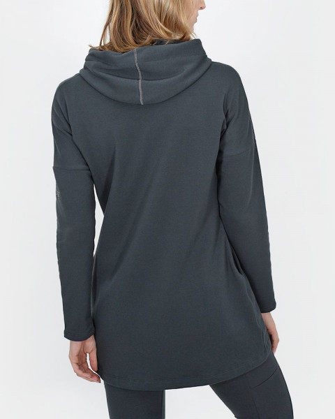 Campera larga de frisa liviana gris oscura