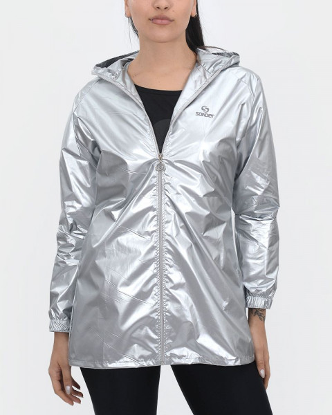 Campera larga impermeable metalizada
