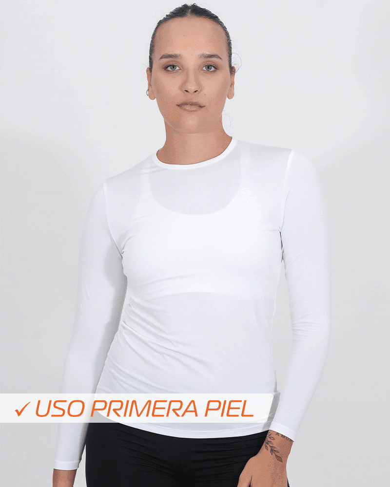 Remera térmica unisex blanca con proceso sense