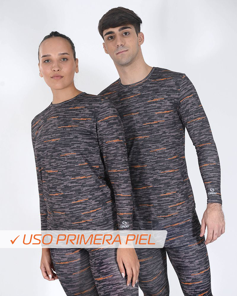 Remera térmica unisex de microfibra estampada con proceso sense