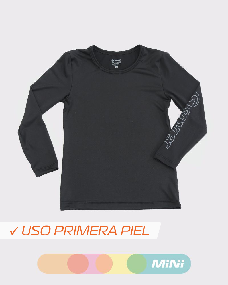 Remera térmica de niño negra con estampa