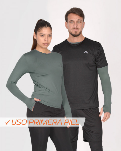 Remera térmica unisex verde cemento