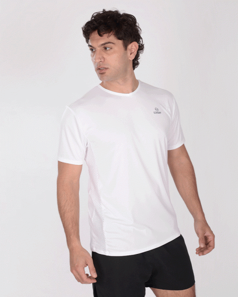 Remera entallada de poliéster Neodry blanco combinado