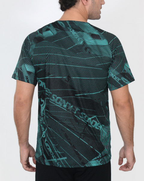 Remera entallada de poliéster estampado Pista Aqua