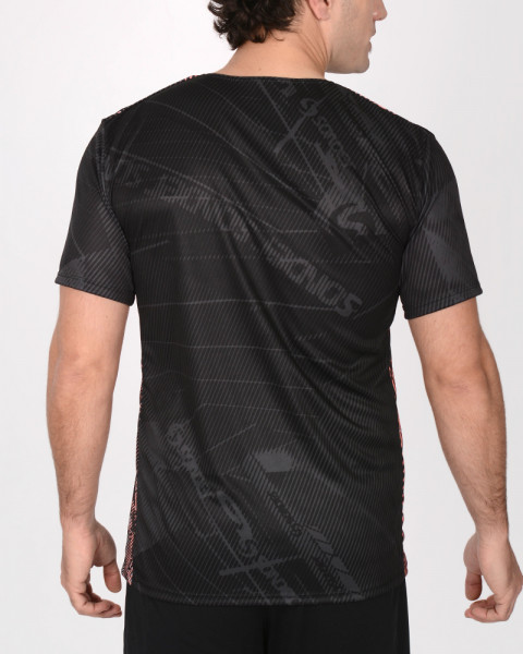 Remera entallada de poliéster estampado Pista Negro
