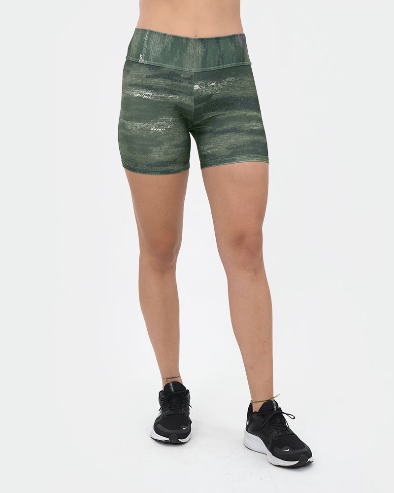 Short de LYCRA estampada camo verde y cemento