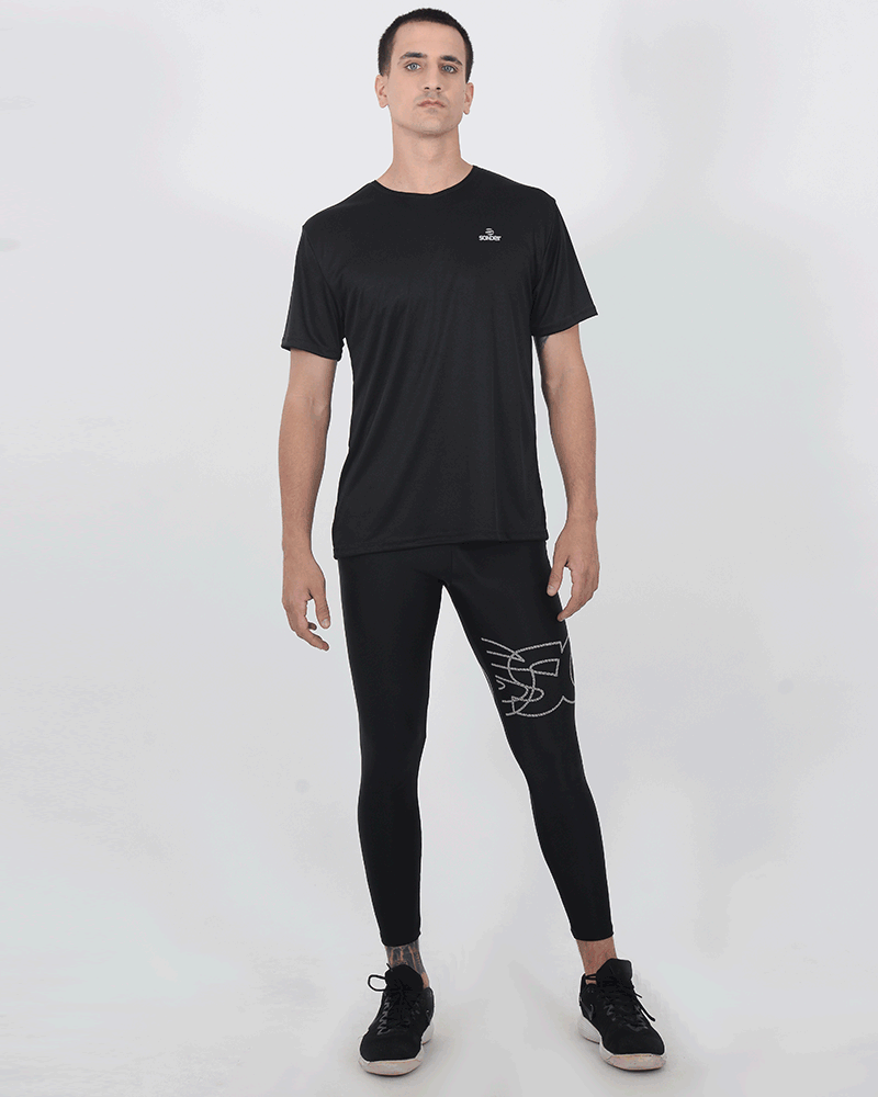 Calza Unisex De LYCRA Negra Con Estampa
