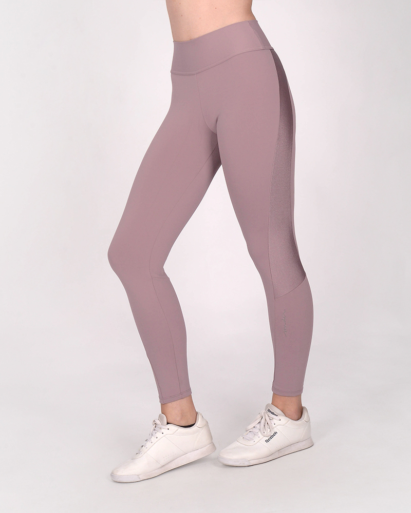 Calza de LYCRA opaca combinada con LYCRA metalizada rosa viejo