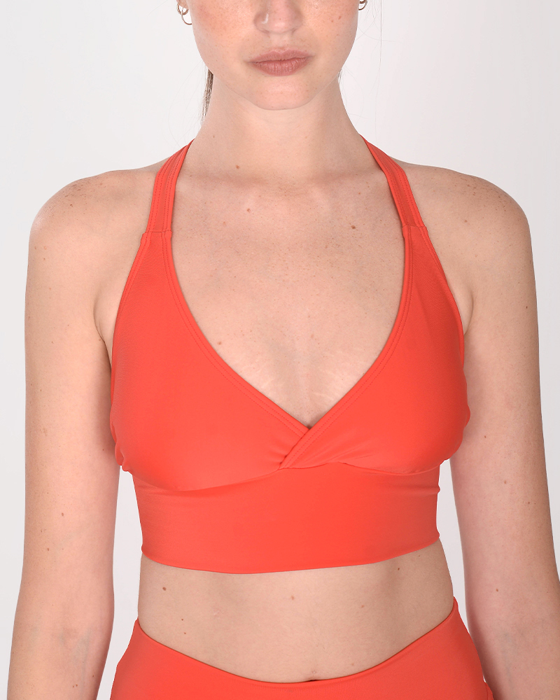Top cruzado de LYCRA  Rojo Coral