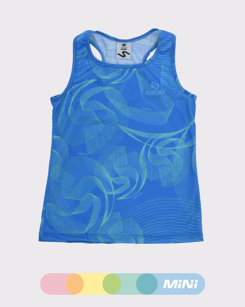 Musculosa de niña de jersey estampado infinito azul