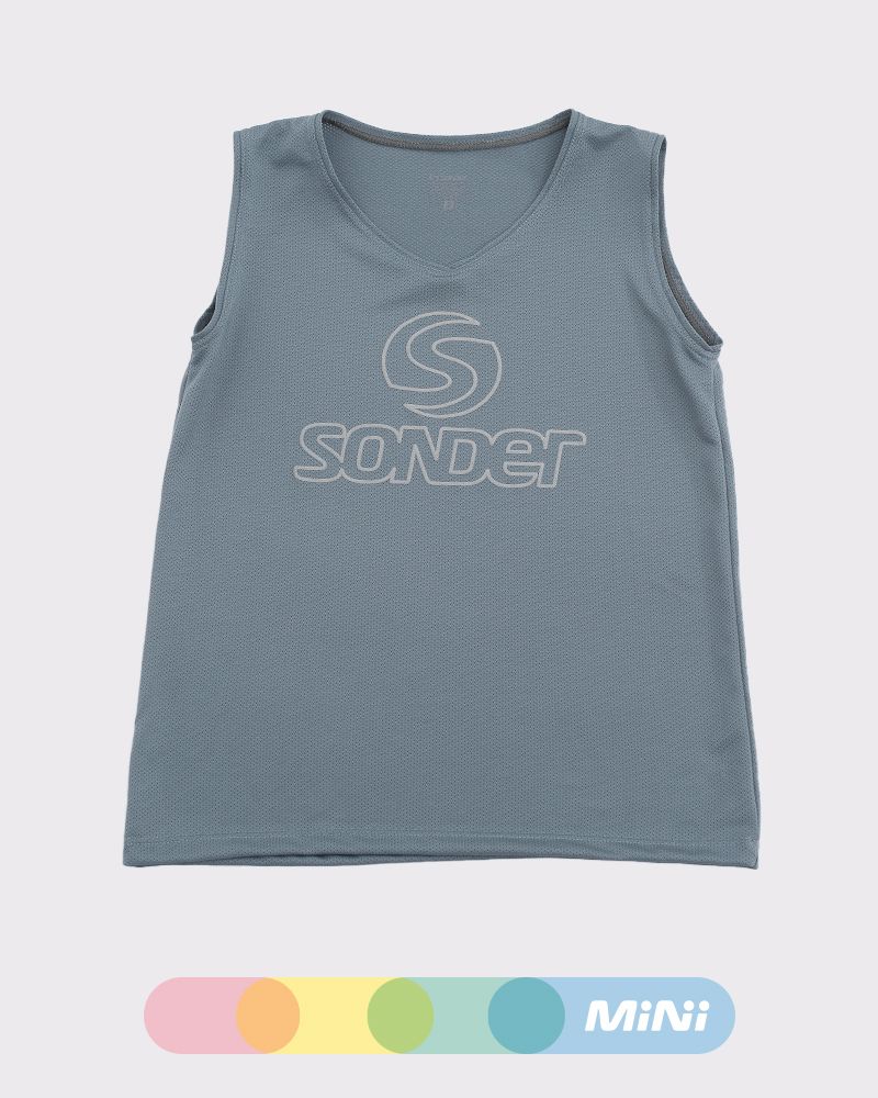 Musculosa de niño de poliéster calado gris