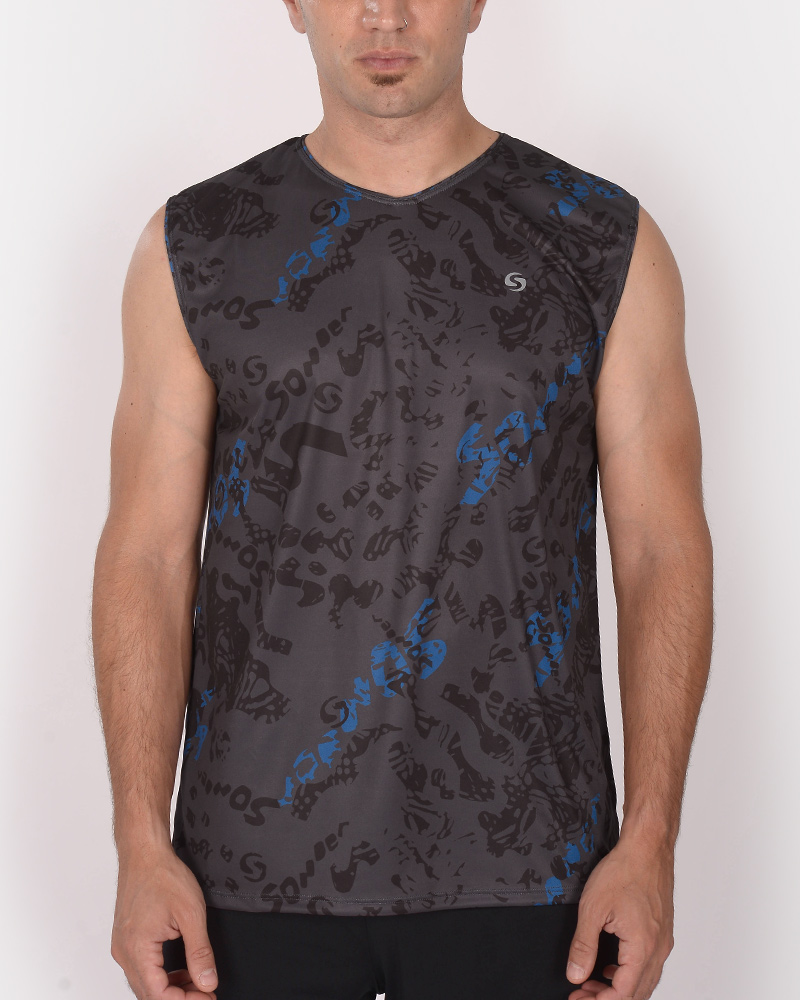 Musculosa de poliéster NEODRY estampado Senda Monocromo