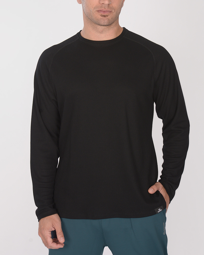 Buzo de waffle elastizado negro